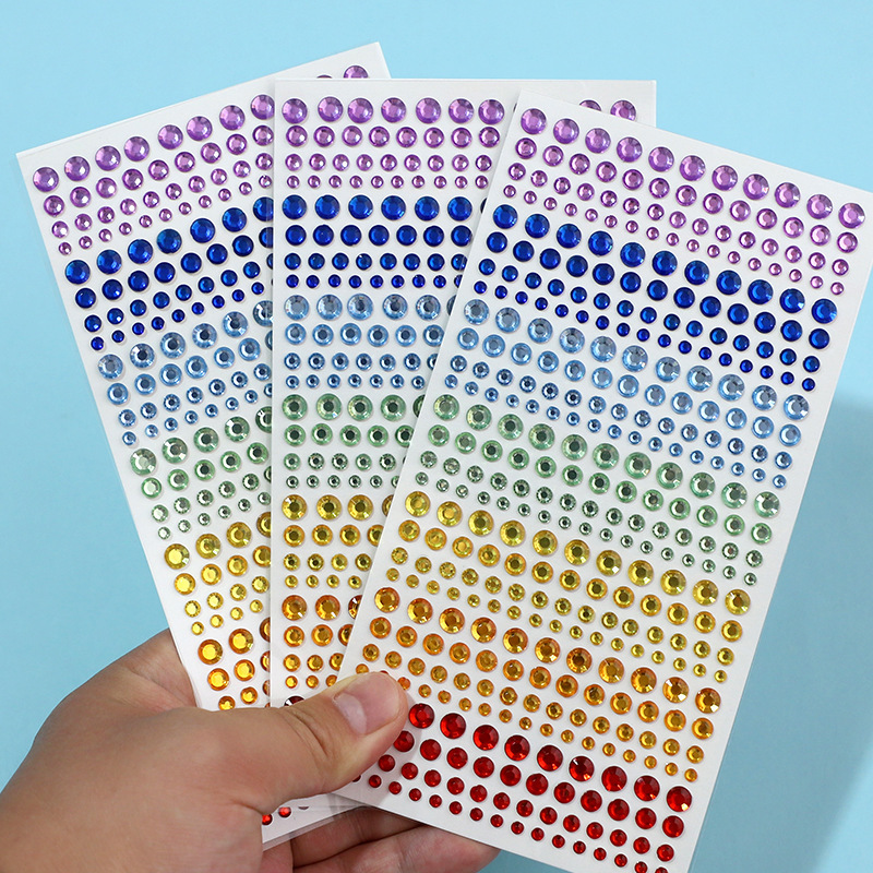 Cross-Border New Spot Multi-Color Diamond Stickers Gemstone Rhinestone Makeup Face Stickers Acrylic Diamond Dance Party Face Stickers