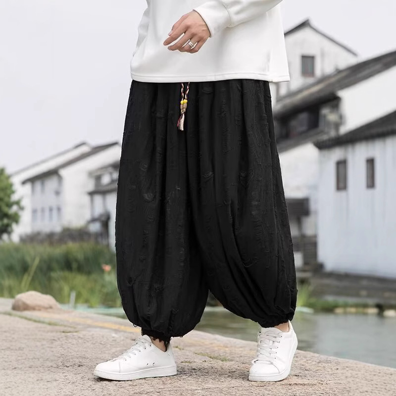 Cross-Border Plus-Size Men's Summer Thin Drape Casual Pants Loose Wide-Leg Pants for Big Guys Jogger Lantern Pants Cross-Border Plus-Size Men's Summer Thin Drape Casual Pants Loose Wide-Leg Pants for Big Guys Jogger Lantern Pants