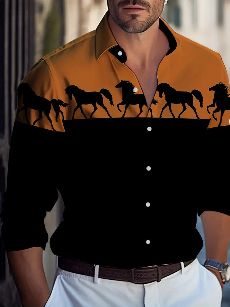 2024 nuevo estilo Amazon transfronterizo europeo y americano casual salvaje moda geométrica camisa de manga larga para hombres MB12