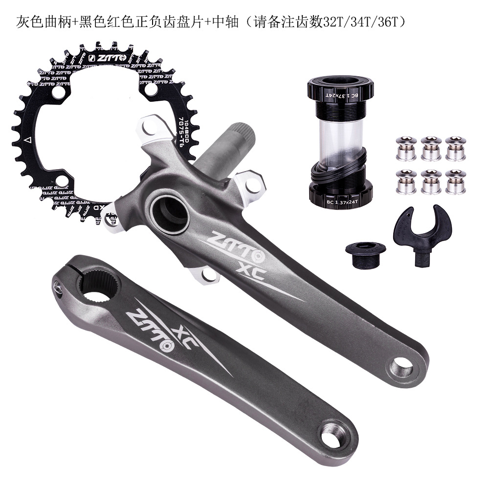 ZTTO cigüeñal paleta de bicicleta de montaña de manivela hueca eje central modificado disco único 32t 34 36 dientes