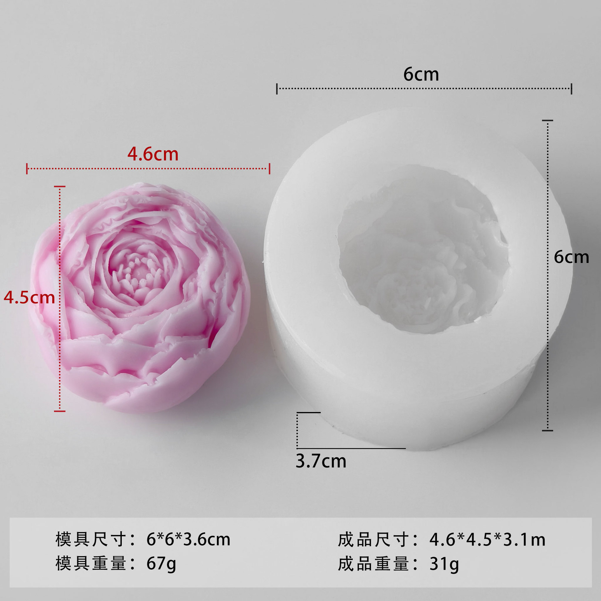 Jiahuimei flor aromaterapia vela molde de silicona DIY pétalo fragancia piedra hecha a mano jabón yeso epoxi herramienta abrasiva