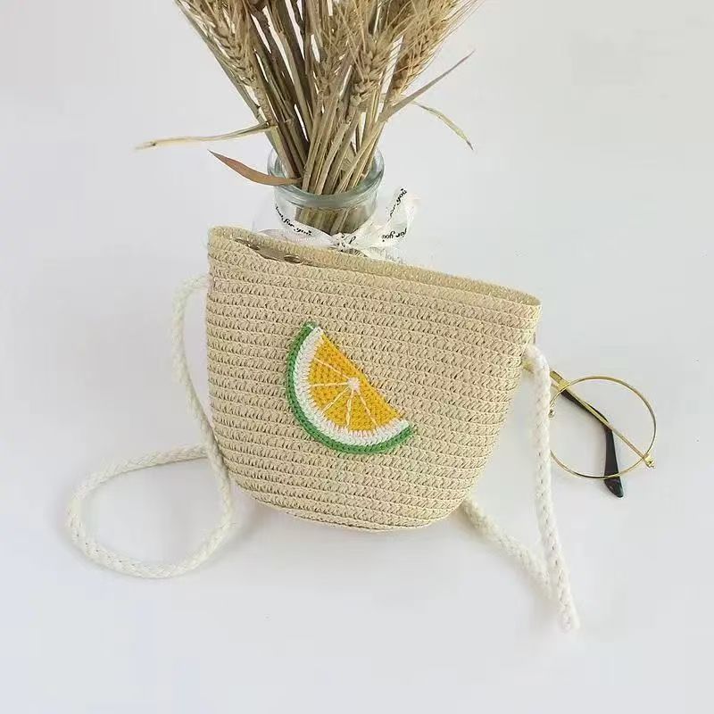Bolso de hombro de los niños bolsa de paja de los niños pequeña cartera lindo todo partido bolsa de paja pequeña chica fresca accesorios bolsa