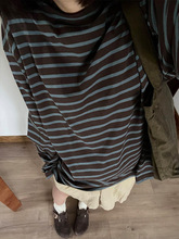 美式复古条纹长袖t恤女2025慵懒风chic春秋打底衫宽松松弛感上衣