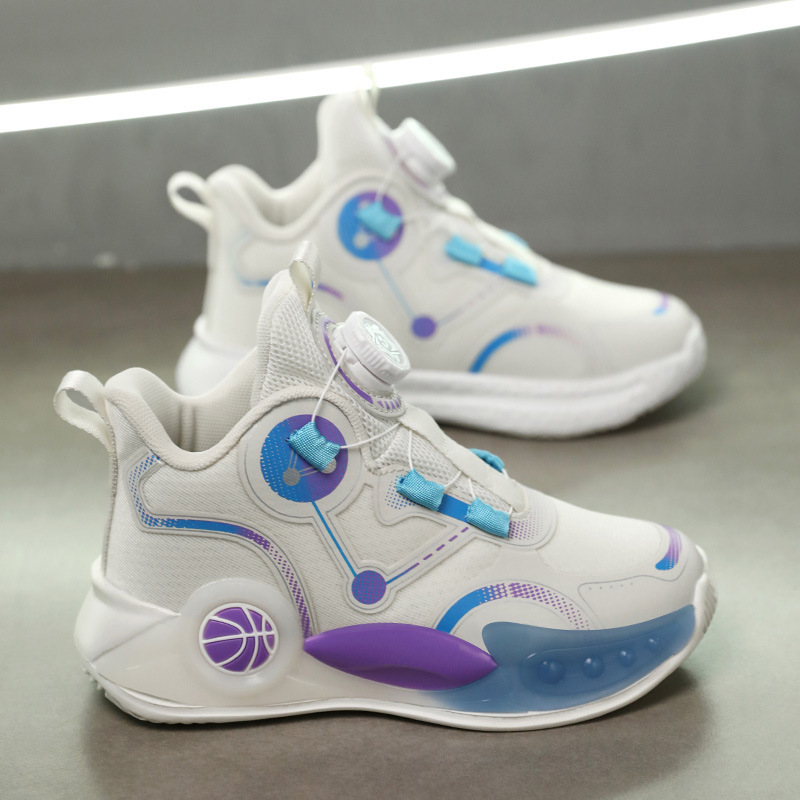 Zapatillas de baloncesto para niños verano 2025 nuevas zapatillas de entrenamiento profesional con superficie de malla transpirable para niños zapatillas de deporte antideslizantes para niños