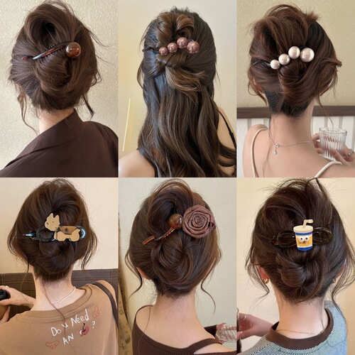 Korean-style high-end sense, one twist, versatile, youthful, back of head bun hair clip, non-damaging hair accessory, hair ornament
