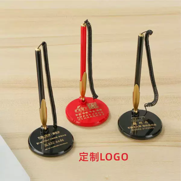 Wholesale hotel bank counter desktop front desk pen can be printed logo fixed paste sign pen office gel pen