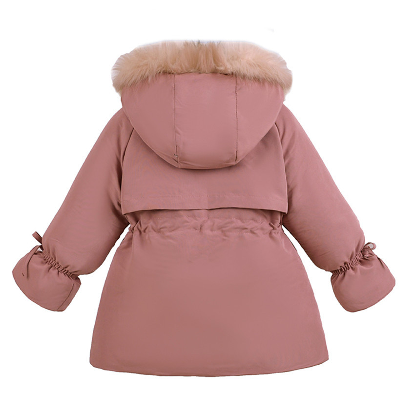 New Korean Style Girls' Mid Length Parka Coat With Drawstring Waist And Thick Cotton Coat_voghion.com