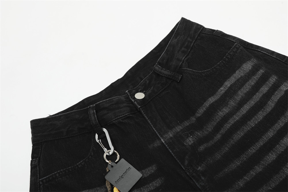 Men's Loose Fit Streetwear Denim Pants With Embroidery & Dagger Charm - Hip Hop Washed Jeans For Casual Wear (Black, S-4XL)_mkmklike.com