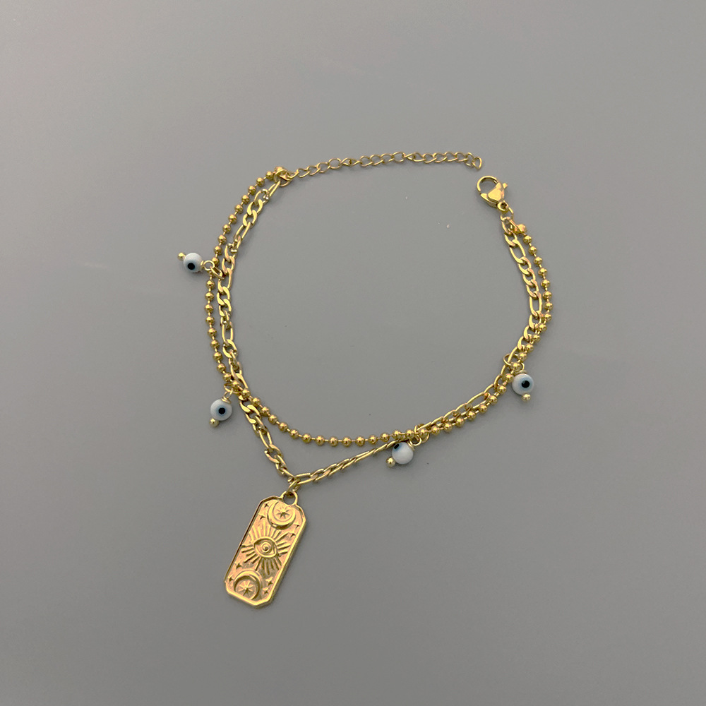 Fashion Devilu0027S Eye Stainless Steel Layered Plating Bracelets 1 Piece