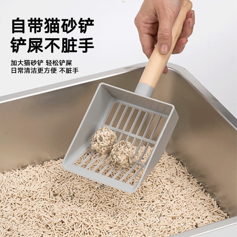 ステンレス製猫トイレ、特大完全半密閉型猫トイレ、防臭・防砂子猫トイレ、猫用品|undefined