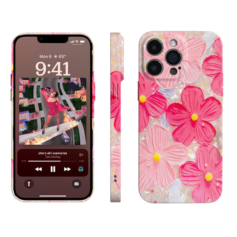 Summer Mobile Phone Case, Best-Selling on Amazon, with Oil Painting Flowers, Suitable for iPhone 17 Pro, Anti-Collision, Apple 15P Film Case