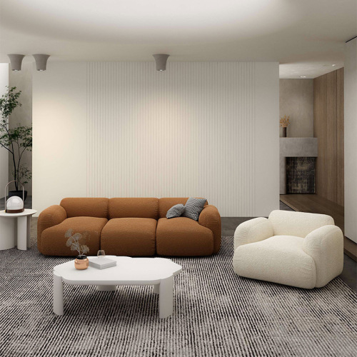 Italian Minimalist Lamb's Wool Sofa for Small Apartments Living Room Straight Multi-Person Sofa Office Guest Business Sofa