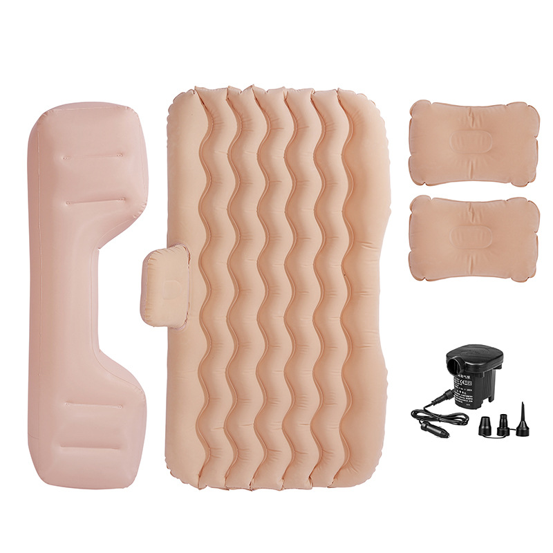 Mattress for SUV | Qìchē Vehicle-mounted inflatable bed - split-flocked-wavy-stripe-beige-long-stool