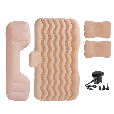 inflatable bed car inner and | Vehicle-mounted inflatable bed - split-flocking-wavy-beige-long-pier