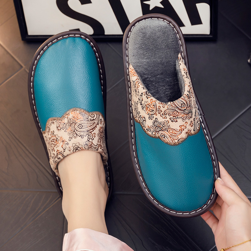 24 New Cowhide Waterproof Autumn and Winter Cotton Slippers for Men and Women Couples Tendon Bottom Non-Slip Winter Warm Home Shoes 24 New Cowhide Waterproof Autumn and Winter Cotton Slippers for Men and Women Couples Tendon Bottom Non-Slip Winter Warm Home Shoes