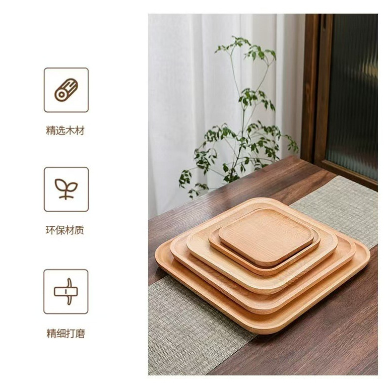 Plato de madera sólida, bandeja de madera, plato de madera fresca, plato de madera, plato de pastel casero, plato de té