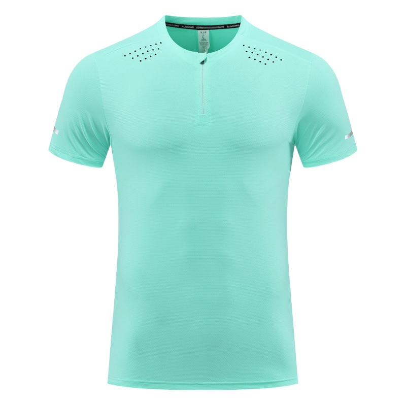Deportivo delgado acondicionamiento físico hielo veloz ropa seca hombre verano maratón transpirable agujero transpiración camiseta de cuello redondo