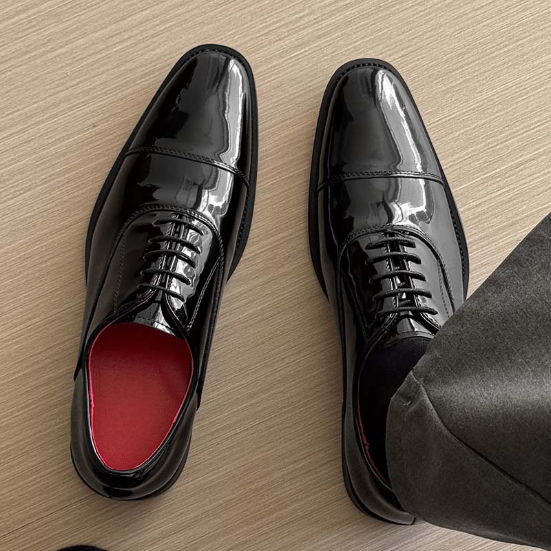 Men's New Leather Shoes, Business Formal Three-Piece Shoes, Fashionable Red-Soled British Style Work and Wedding Shoes 1182
