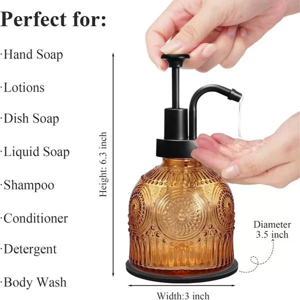 Wholesale Embossed Hand Sanitizer Bottles, Empty Bottles with a High-End Feel, Vintage Glass Dispensing Bottles, Press-Type Soap and Shampoo Bottles