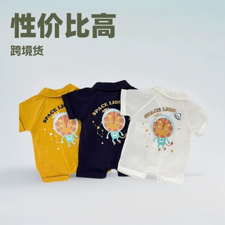 跨境 INS夏季男宝宝洋气风短袖哈衣婴儿连体衣帅气薄款外出爬服