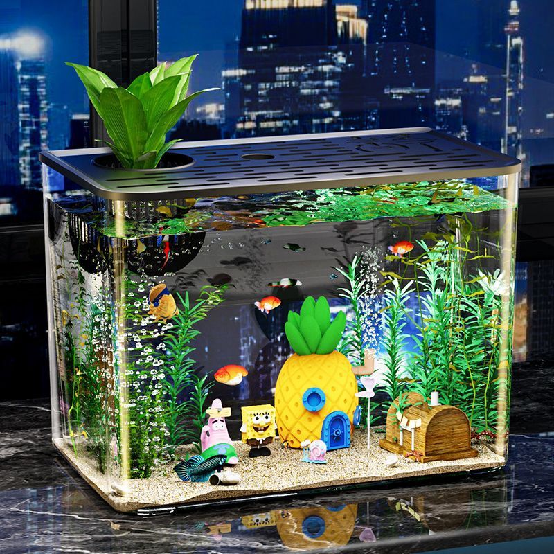 鱼缸水族箱网红一体成型缸透明办公室家用客厅桌面造景室内落地式|undefined
