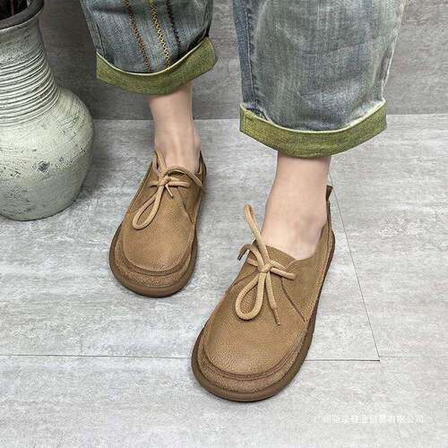 Spring and summer new new single-layer shoes for women, artistic casual, retro national style, low-heeled, flat round head new shoes