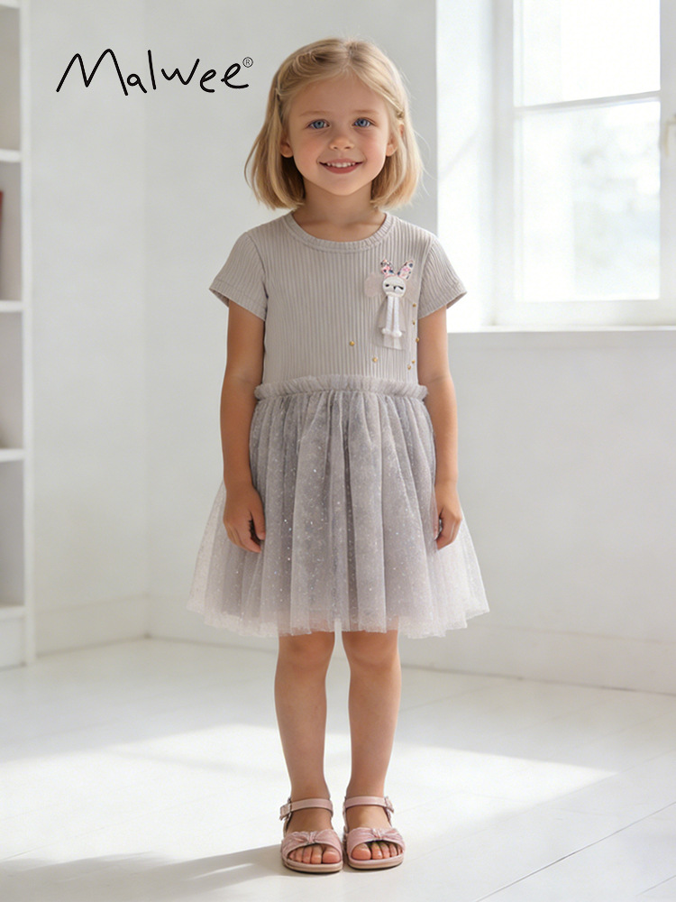 Malwee transfronterizo vestido de niña de verano nuevo lindo vestido de niña europea y americana vestido de princesa para niños