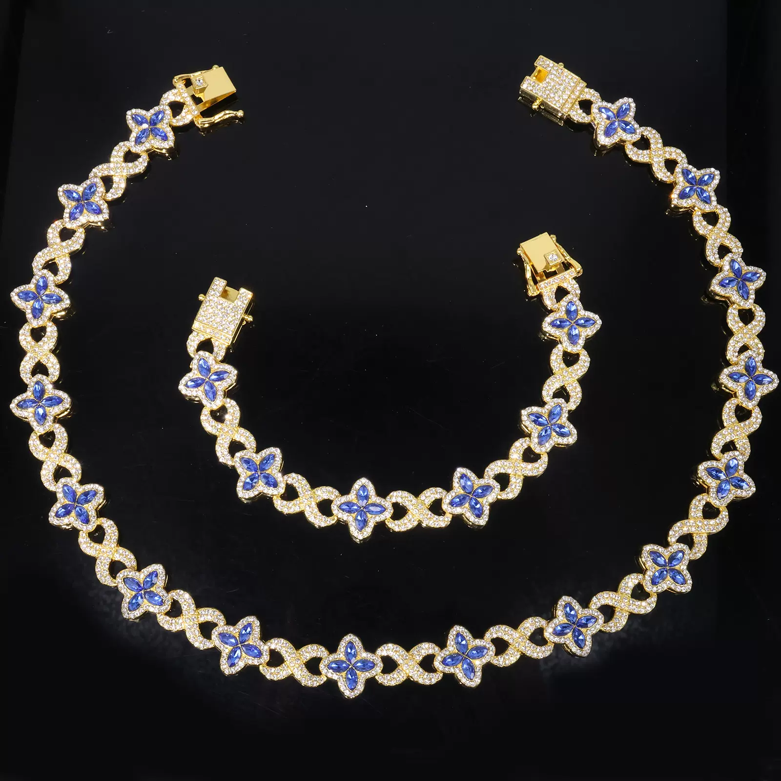 亚马逊热卖新款四叶草玻璃拼接8字链饰品 项链时尚ins高级感项链