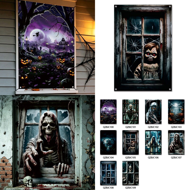 Qzbjc100-109 Cross-Border Temu Halloween Curtain Window Cover Horror Decoration Holiday Party Wall Door Decoration Cloth Qzbjc100-109 Cross-Border Temu Halloween Curtain Window Cover Horror Decoration Holiday Party Wall Door Decoration Cloth