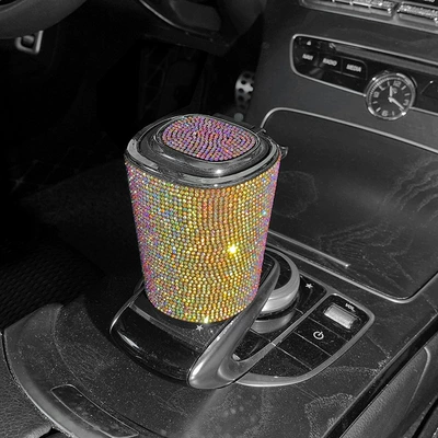 Car Ashtray with Led Light, Multifunctional, Luminous, In-Car Decoration Accessory (Car ashtray) - colored-diamond