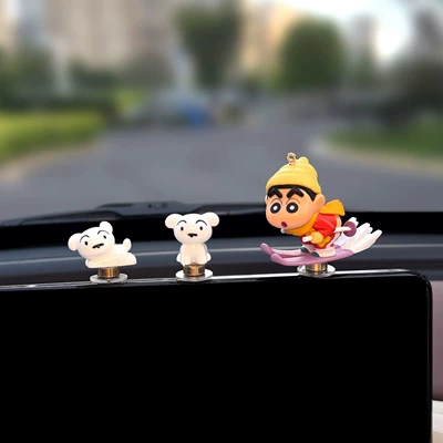 Car ornaments Rotating Figurine Car Screen Decoration - original-sleigh-shin-chan-2-little-white-dogs