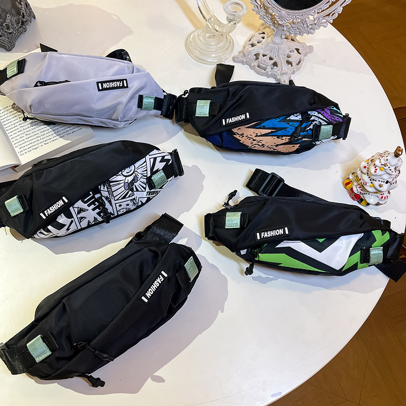 Bolsas de pecho coreanas para niños y niñas, bolsas de pecho deportivas casuales de letras de aire extranjero para niños, bolsas de cintura para niños, 2025 nuevas bolsas de impresión para niños