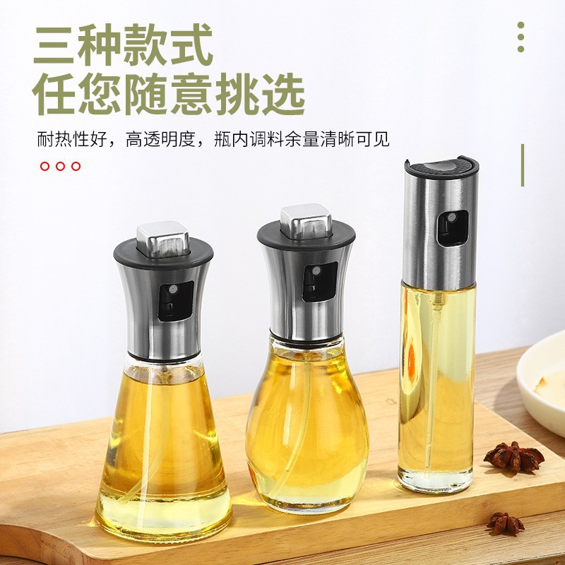 304 botella de pulverización de acero inoxidable pulverización de presión cocina doméstica aceite comestible vinagre de barbacoa a prueba de fugas vidrio pulverización de aceite