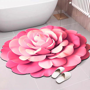 Special-Shaped Flower Bathroom Floor Mat Toilet Washstand Non-Slip Foot Mat Bathroom Door Diatom Mud Absorbent Mat Non-Slip