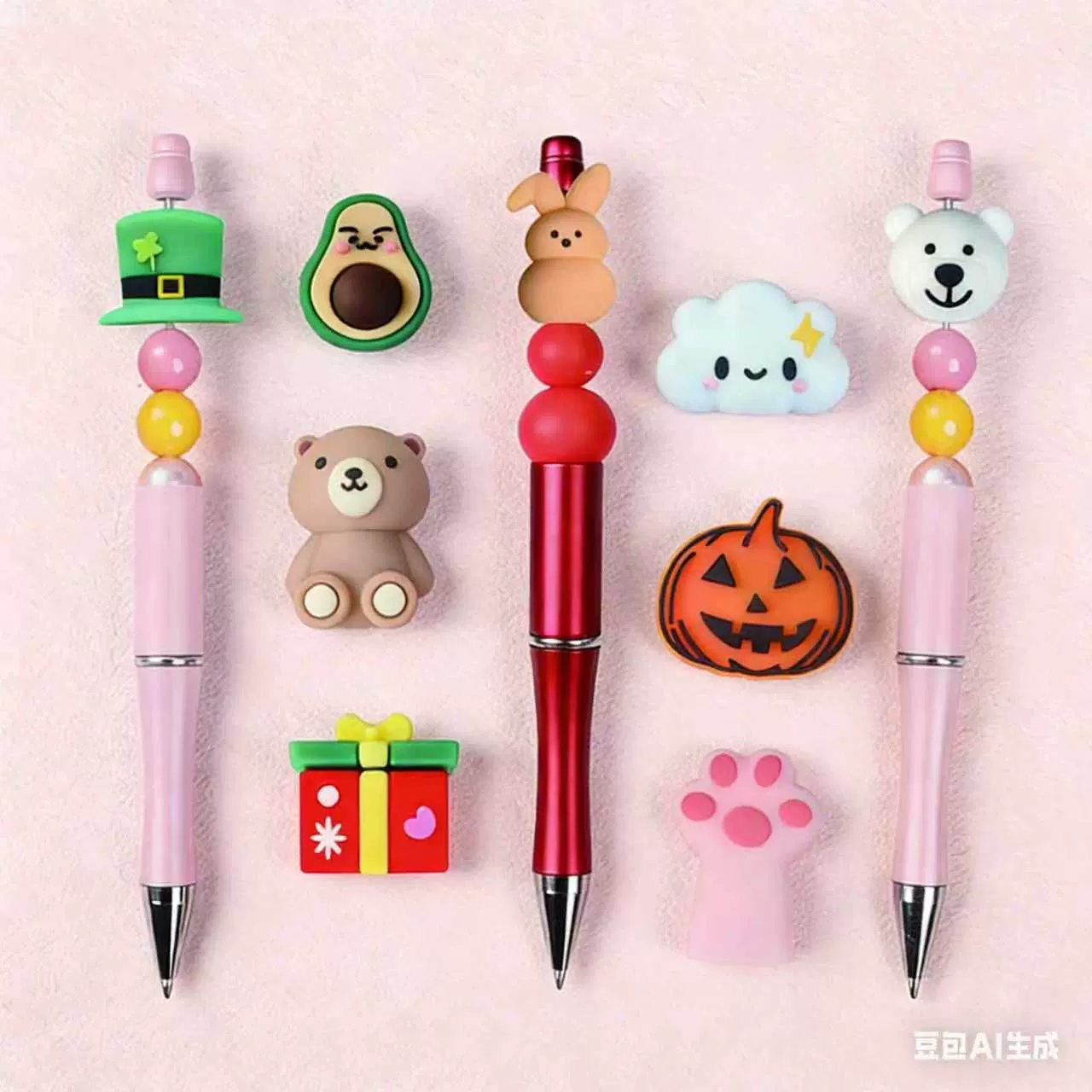 跨境热销新品 3D立体硅胶可爱卡通 DYI串珠 饰品