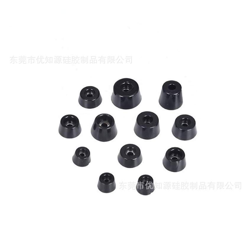 现货供应黑色锥形橡胶机脚垫 桌椅机箱防滑脚垫 仪器增高减震垫机