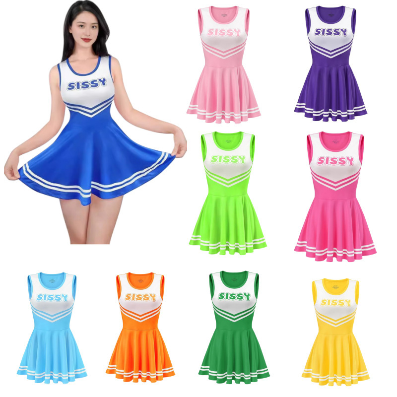 Summer New Cheerleading Performance Clothing Sissy Women's Soft Sleeveless Tight Mini 3D Printed Dress
