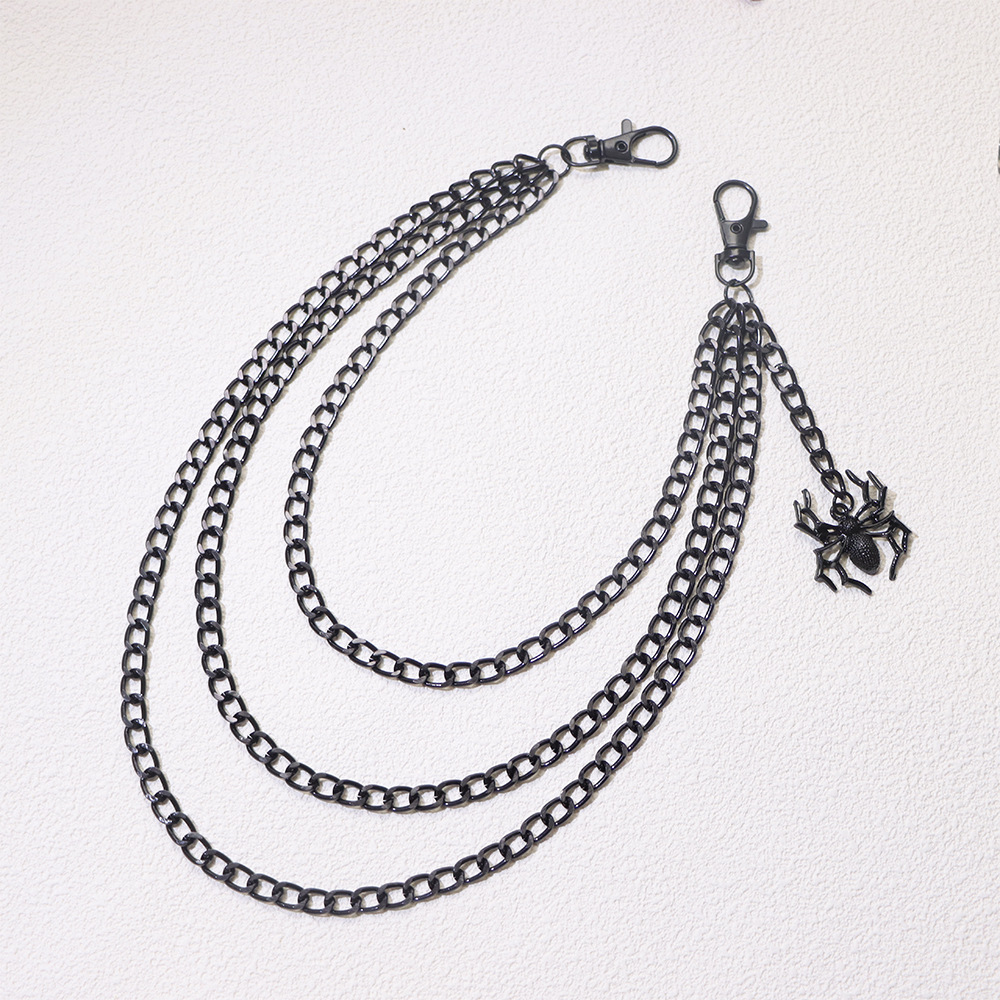 Accessories Personality Fashion Trend Dark Spider Pendant Double Layer Metal Pants Chain Versatile Men_voghion.com