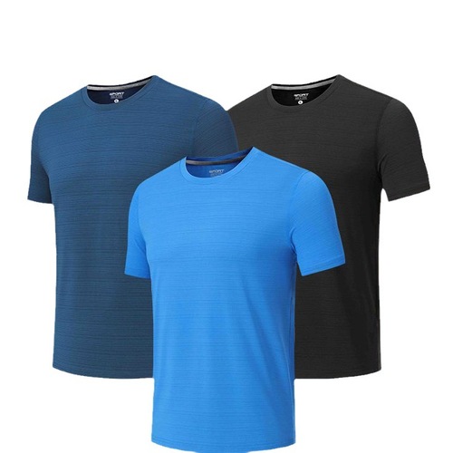 Quick-drying short-sleeved men's summer round neck sports T-shirt, outdoor marathon running fitness stretch breathable large size top