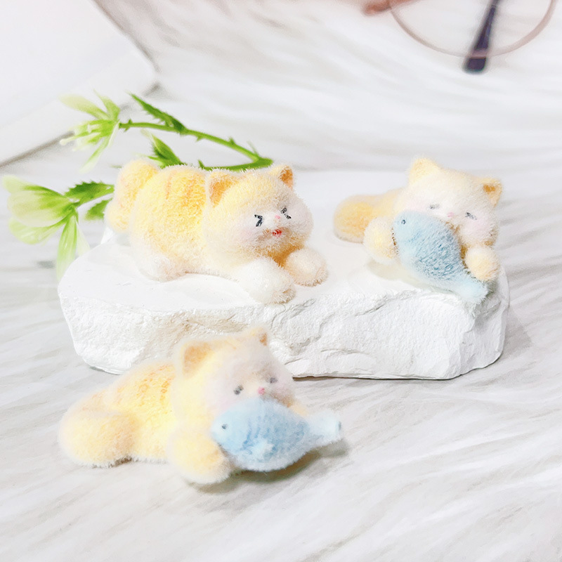 漫画植毛立体樹脂かわいいミルク猫 DIY 車の中央制御画面デスクトップ装飾品アクセサリー|undefined