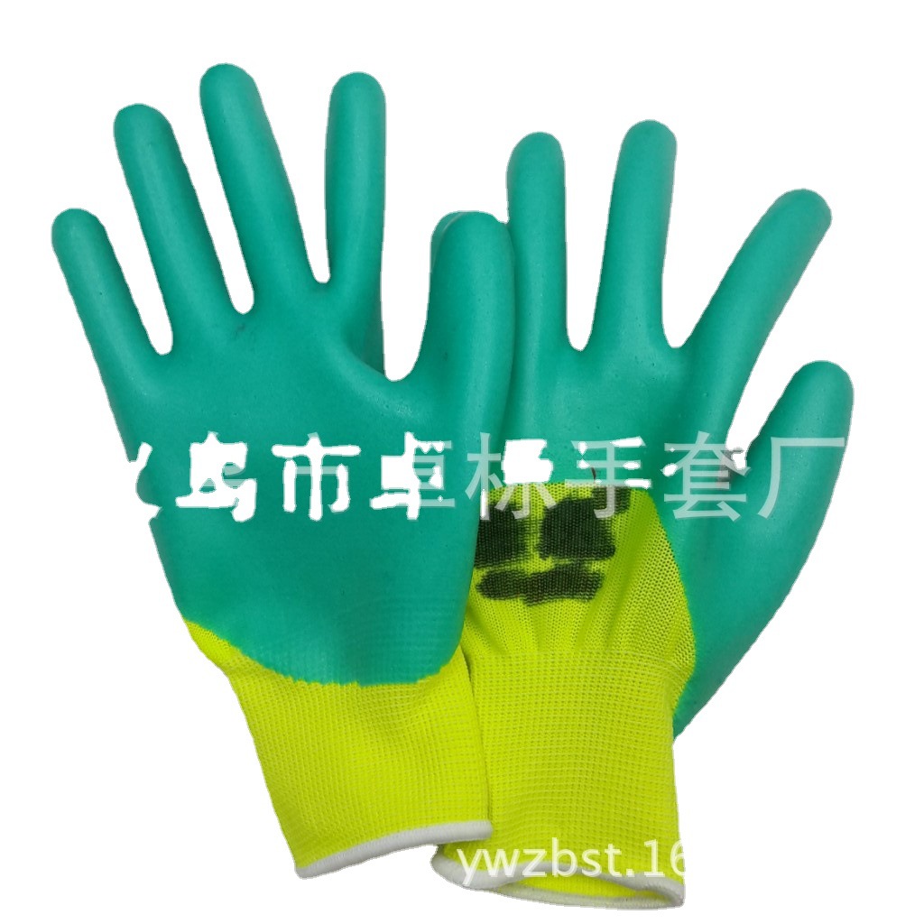 发泡透气手套13针透气尼龙防护手套柔软耐磨劳保手套