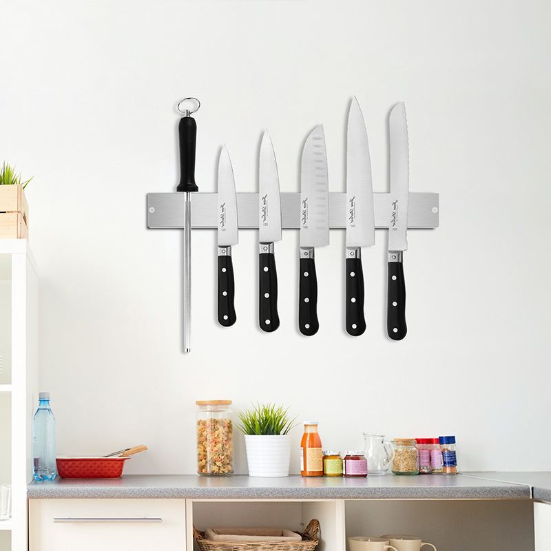 304 de acero inoxidable magnético cuchillo titular montado en la pared imán cuchillo titular Punch-libre cuchillo de almacenamiento de rack de cocina magnética cuchillo titular