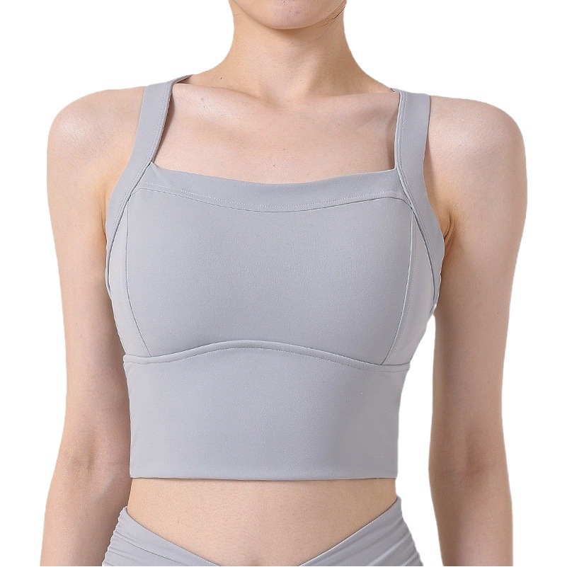 【Precio fijo】Sujetador deportivo de alta intensidad para mujer con tirantes anchos, cobertura lateral de los senos, hermoso diseño en la espalda, adecuado para correr y hacer yoga.