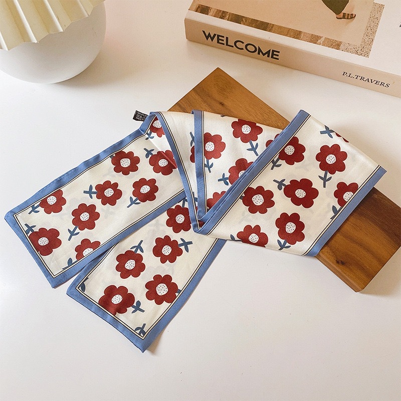 Banda de pelo de bufanda de seda para mujer corbata de pelo fino de verano de perlas cinta de arco Hada cuerda de pelo de todo fósforo estilo coreano accesorios para el cabello al por mayor