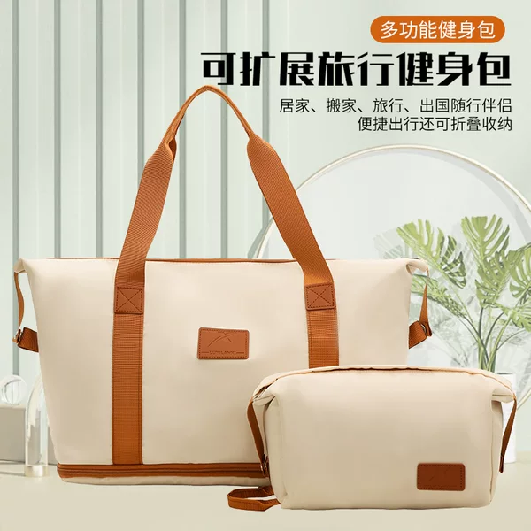 Cross-border double-layer extended travel bag handbag large-capacity luggage bag mommy bag yet to be produced fashion sports fitness bag