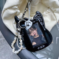 韓国エンターテイメント TXT ギター PVC 黒カードホルダーアイドル追跡カード収納ディスプレイソフトプラスチック保護カバーキーホルダー付き