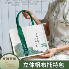 帆布袋定制文创周边高端广告学校企业加厚立体帆布袋logo加急定做
