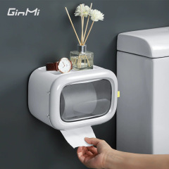 【Dropshipping】Tubular Toilet Paper Holder without Punching Household Paper Towel Holder Bathroom Tissue Storage Wall Mounted