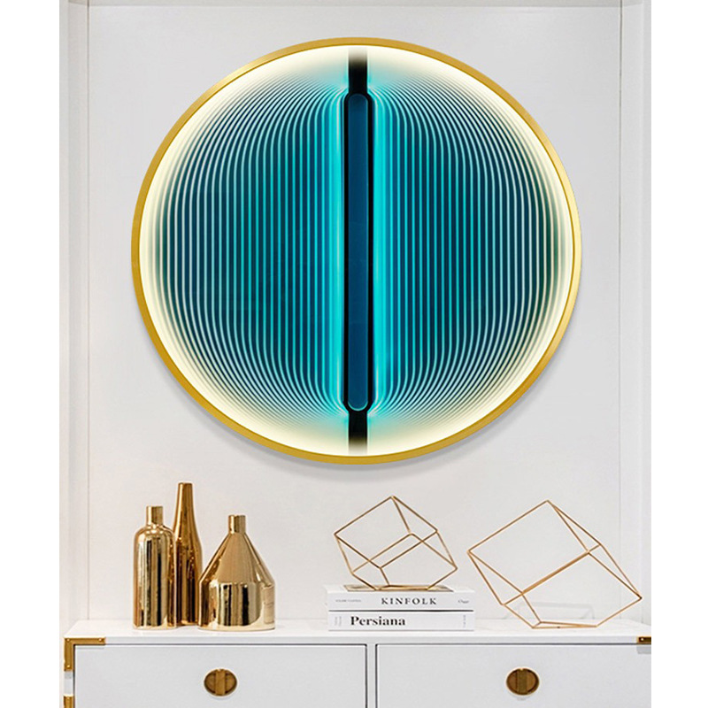 Simple Entrance Decorative Painting Led Light Painting Modern Light Luxury Round Corridor Hanging Painting Living Room Model Room Mural Painting