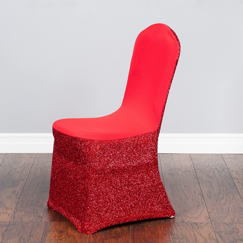 Manufacturer direct sales new wedding banquet decoration for conjoined chair sleeve elastic bright silk chair hoods cover seat sleeve hotel